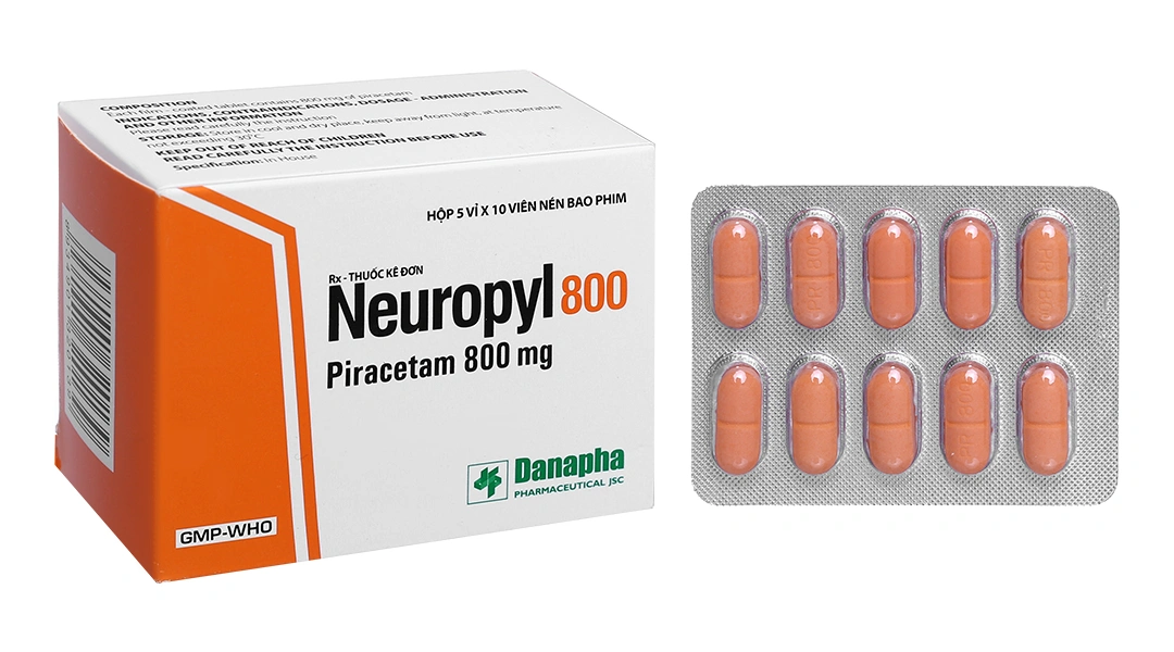 Neuropyl 800 trị chóng mặt, giật rung cơ (5 vỉ x 10 viên) - 