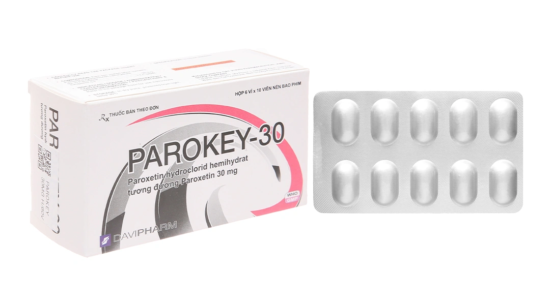 Parokey-30 trị trầm cảm, rối loạn ám ảnh cưỡng chế (6 vỉ x 10 viên) - 
