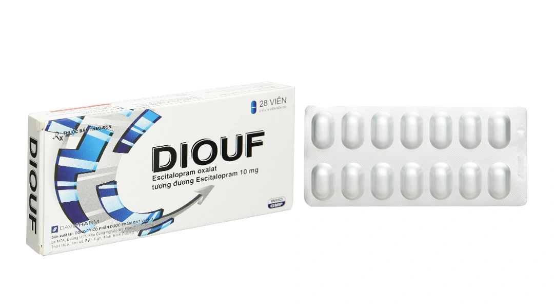 Diouf 10mg trị trầm cảm nặng, rối loạn hoảng loạn (2 vỉ x 14 viên) - 