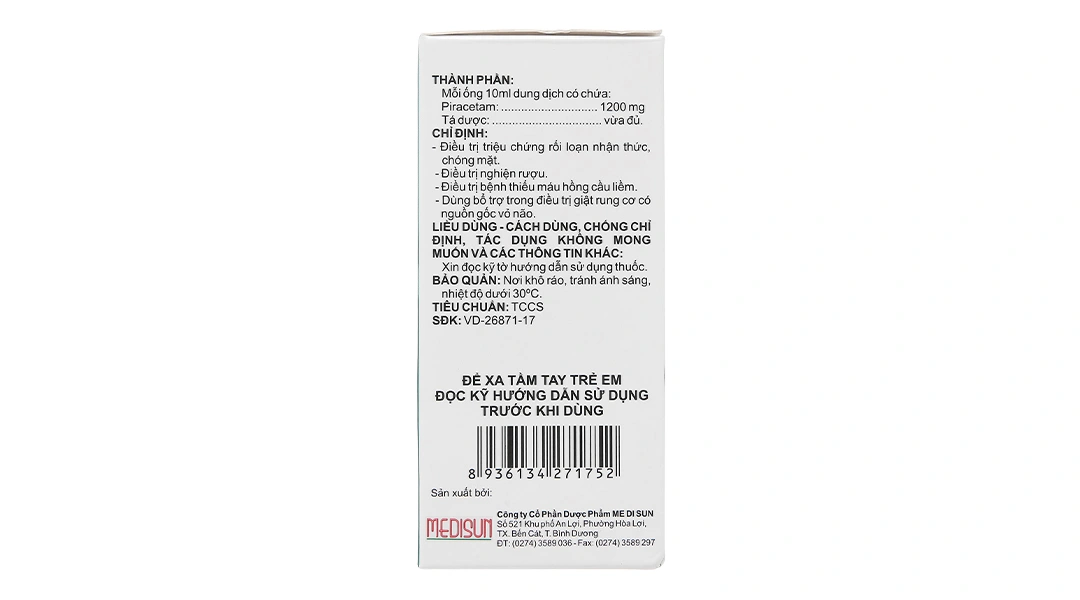 Dung dịch uống Ciheptal 1200 trị rối loạn nhận thức, chóng mặt (20 ống x 10ml) - 3