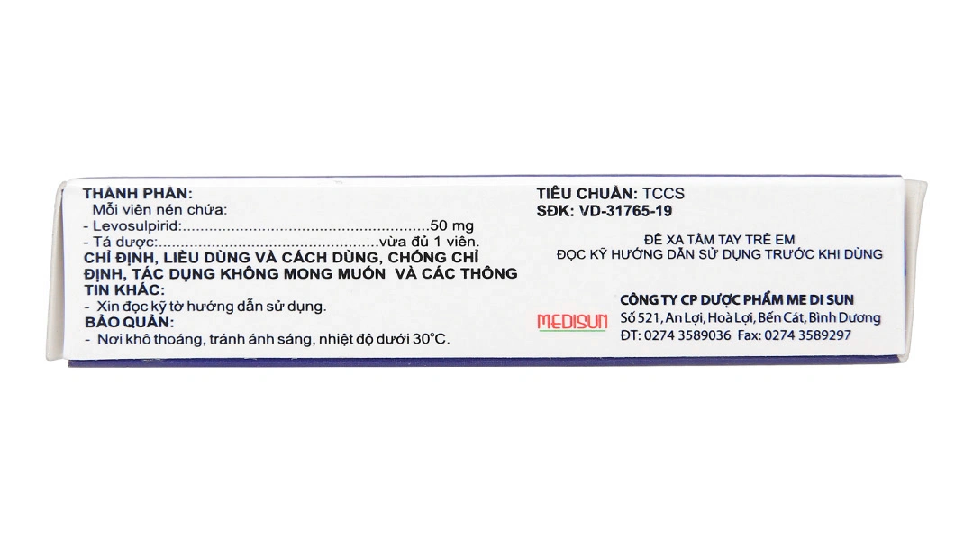 Medi-Levosulpirid 50 trị tâm thần phân liệt (3 vỉ x 10 viên) - 1