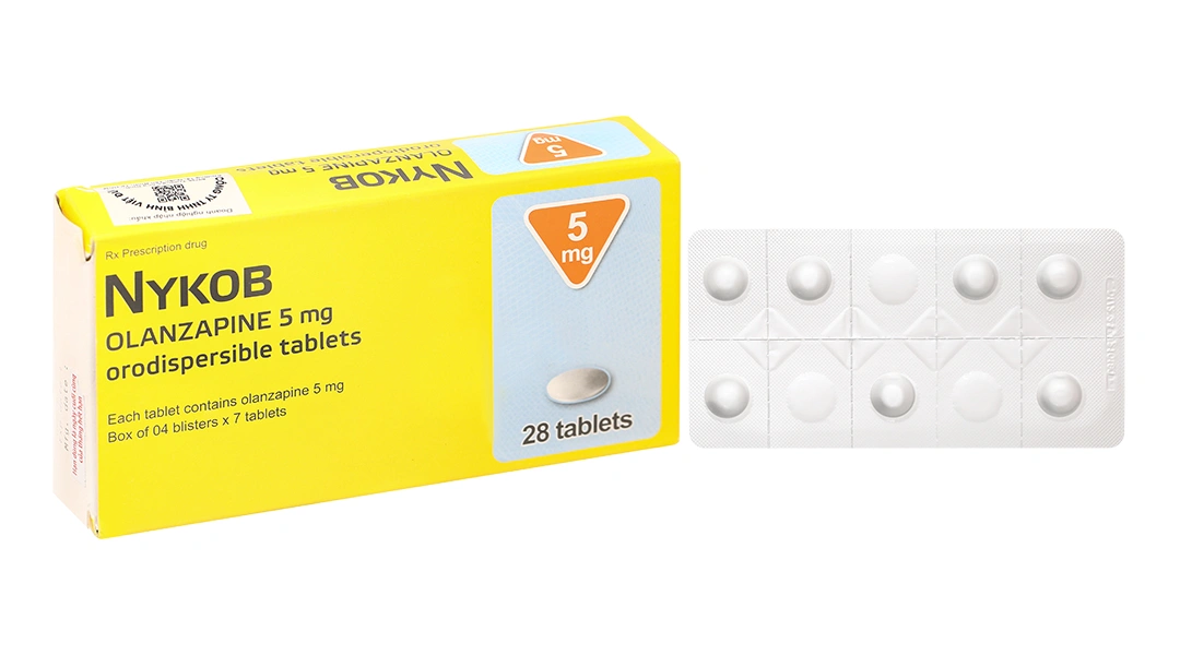 Nykob 5mg trị tâm thần phân liệt, rối loạn lưỡng cực (4 vỉ x 7 viên) - 
