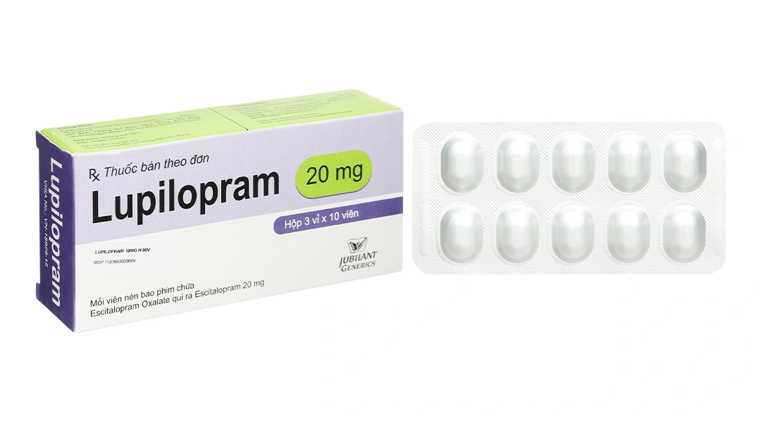 Lupilopram 20mg trị trầm cảm, rối loạn lo âu (3 vỉ x 10 viên) - 