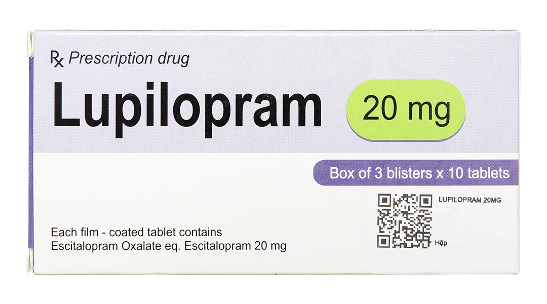 Lupilopram 20mg trị trầm cảm, rối loạn lo âu (3 vỉ x 10 viên) - 1