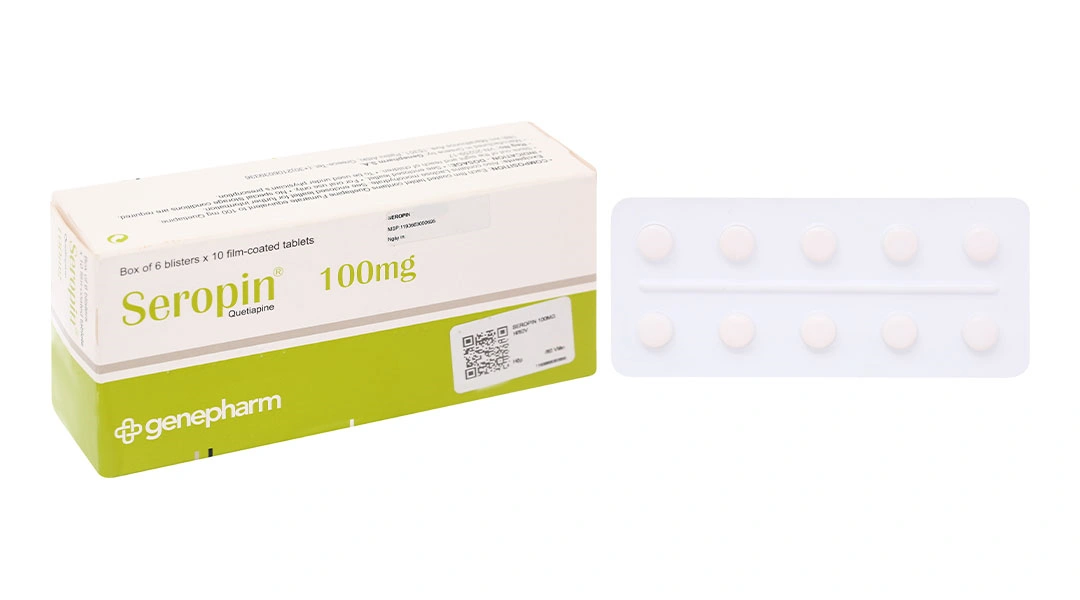 Seropin 100mg trị tâm thần phân liệt, rối loạn lưỡng cực (6 vỉ x 10 viên) - 