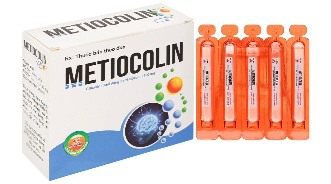 Dung dịch uống Metiocolin 100mg/10ml trị rối loạn ý thức, Parkinson (4 vỉ x 5 ống) - 