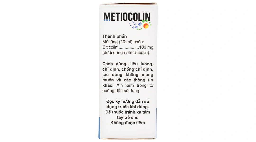 Dung dịch uống Metiocolin 100mg/10ml trị rối loạn ý thức, Parkinson (4 vỉ x 5 ống) - 2