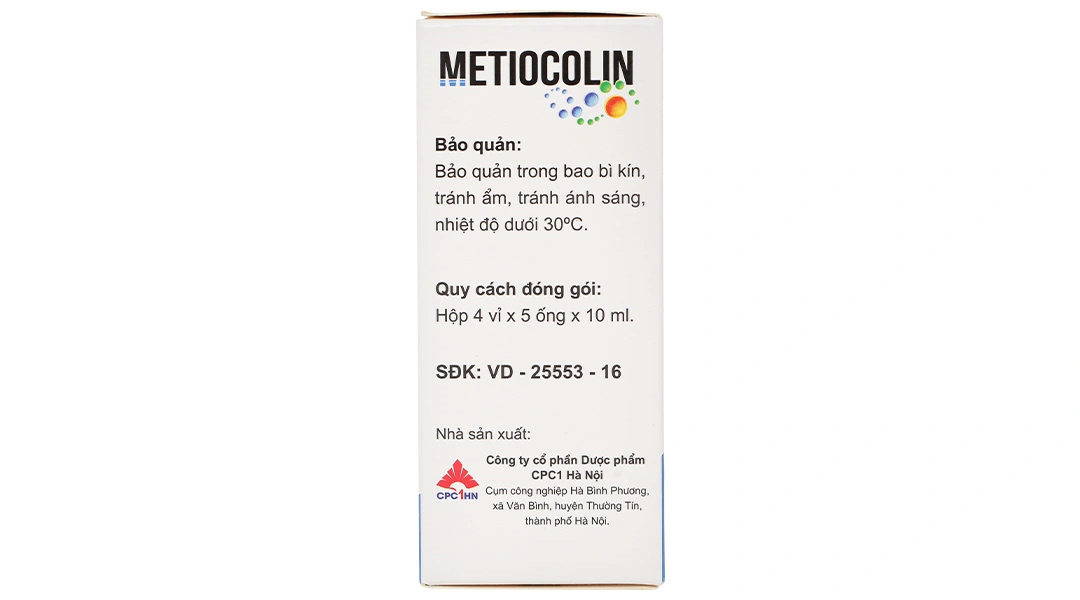 Dung dịch uống Metiocolin 100mg/10ml trị rối loạn ý thức, Parkinson (4 vỉ x 5 ống) - 3