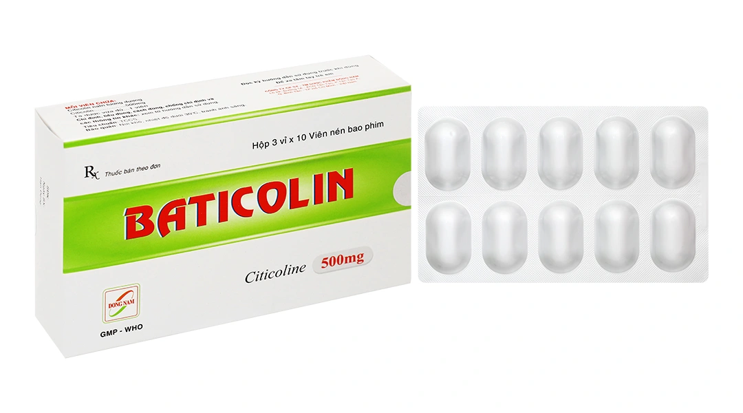 Baticolin 500mg trị bệnh mạch máu não, chấn thương sọ não (3 vỉ x 10 viên) - 