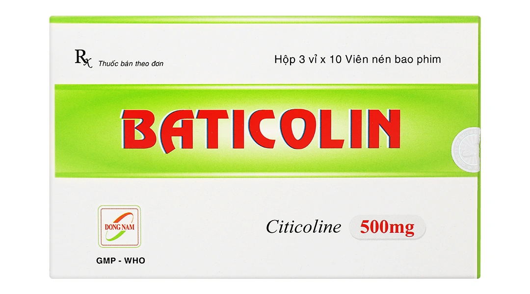 Baticolin 500mg trị bệnh mạch máu não, chấn thương sọ não (3 vỉ x 10 viên) - 1
