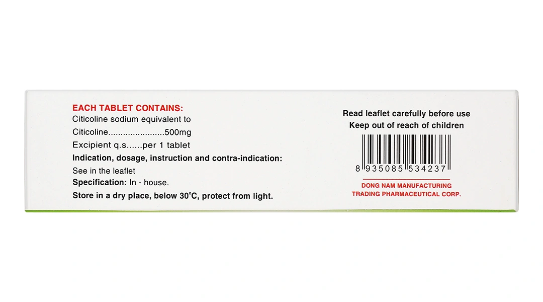 Baticolin 500mg trị bệnh mạch máu não, chấn thương sọ não (3 vỉ x 10 viên) - 3