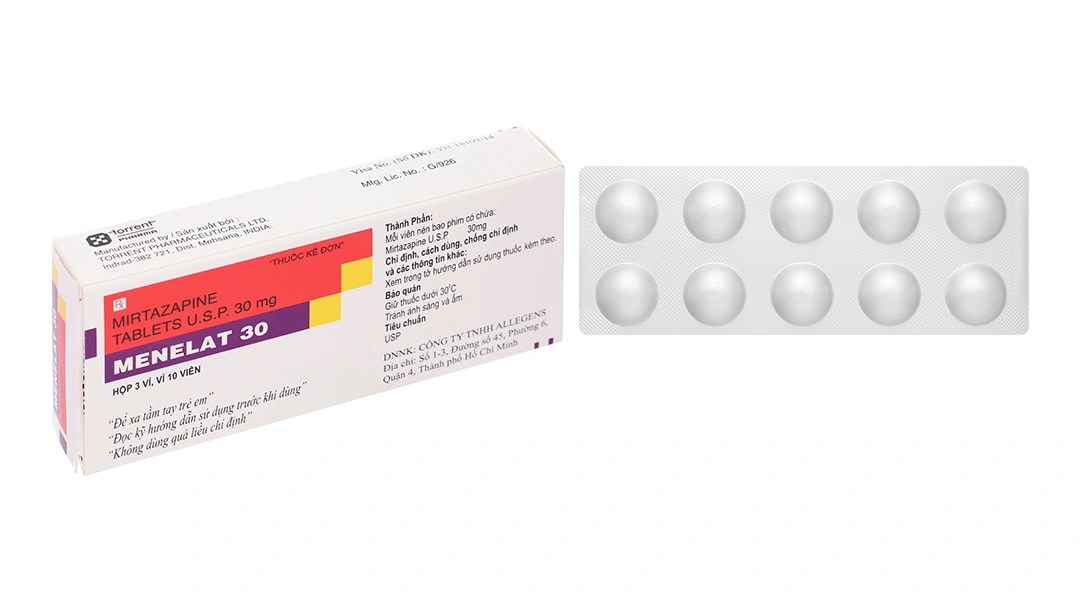 Menelat 30 trị rối loạn trầm cảm nặng (3 vỉ x 10 viên) - 