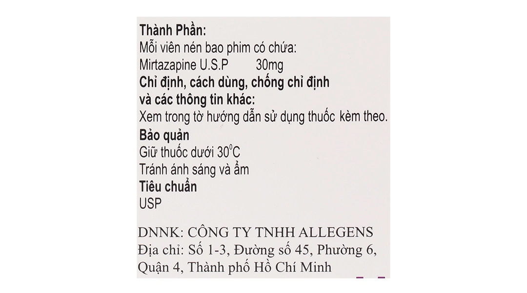 Menelat 30 trị rối loạn trầm cảm nặng (3 vỉ x 10 viên) - 4
