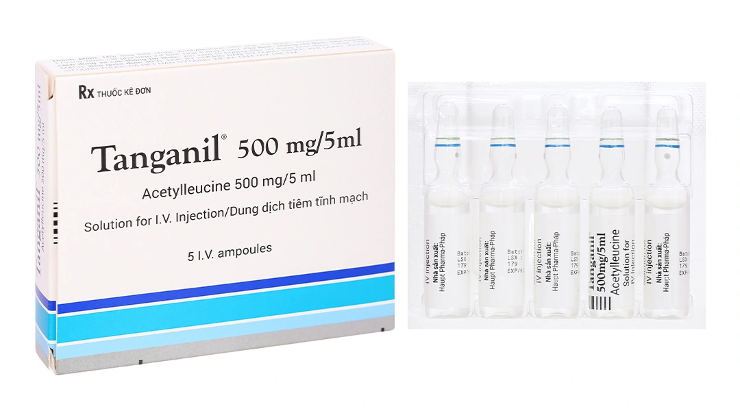 Dung dịch tiêm Tanganil 500mg/5ml trị triệu chứng cơn chóng mặt (5 ống x 5ml) - 