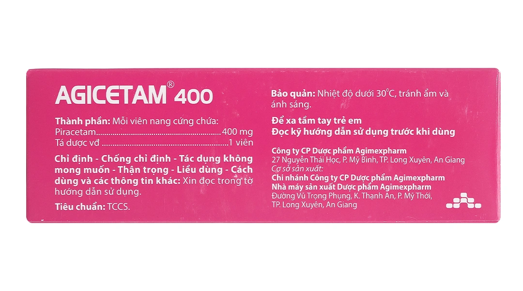 Agicetam 400 trị triệu chứng chóng mặt, nghiện rượu (10 vỉ x 10 viên) - 2