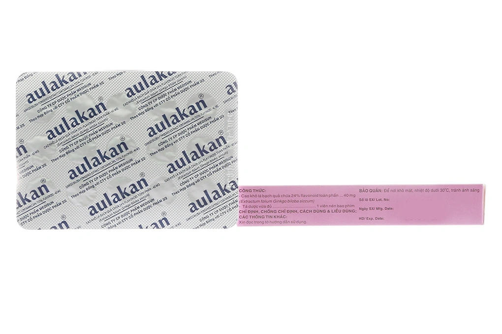 Aulakan 40mg tuần hoàn máu não, cải thiện trí nhớ (2 vỉ x 15 viên) - 1