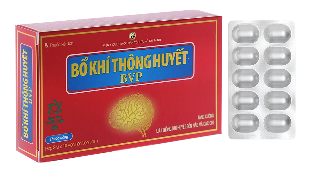 Bổ Khí Thông Huyết BVP trị rối loạn tuần hoàn não (3 vỉ x 10 viên) - 
