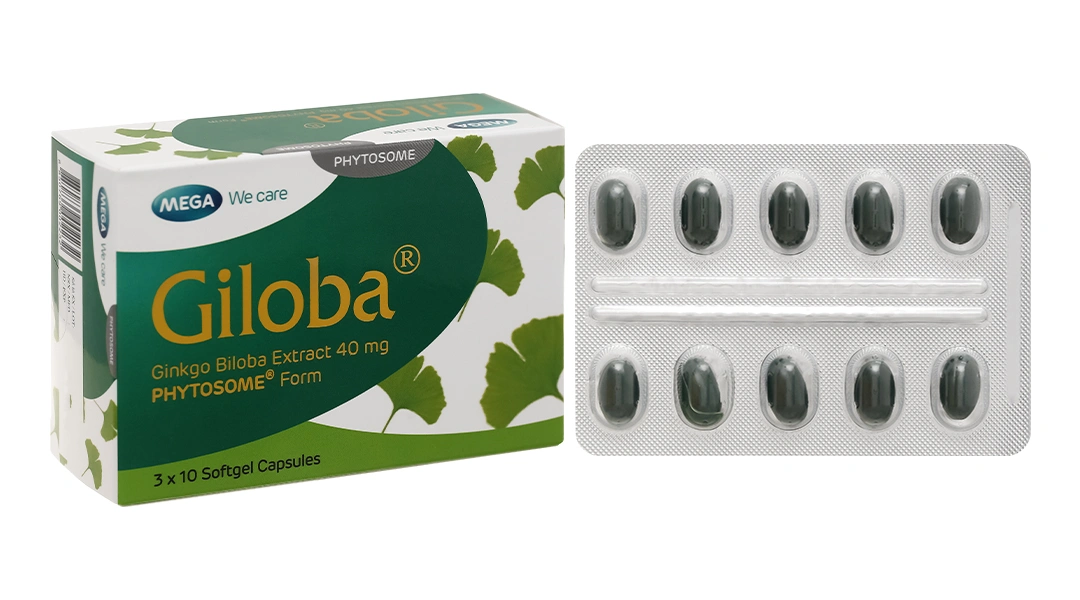 Giloba 40mg tuần hoàn máu não, cải thiện trí nhớ (3 vỉ x 10 viên) - 
