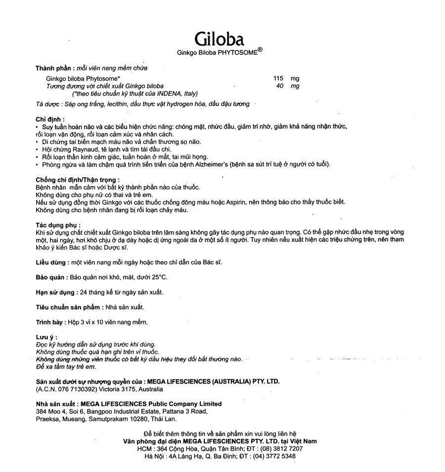 Giloba 40mg tuần hoàn máu não, cải thiện trí nhớ (3 vỉ x 10 viên) - 5