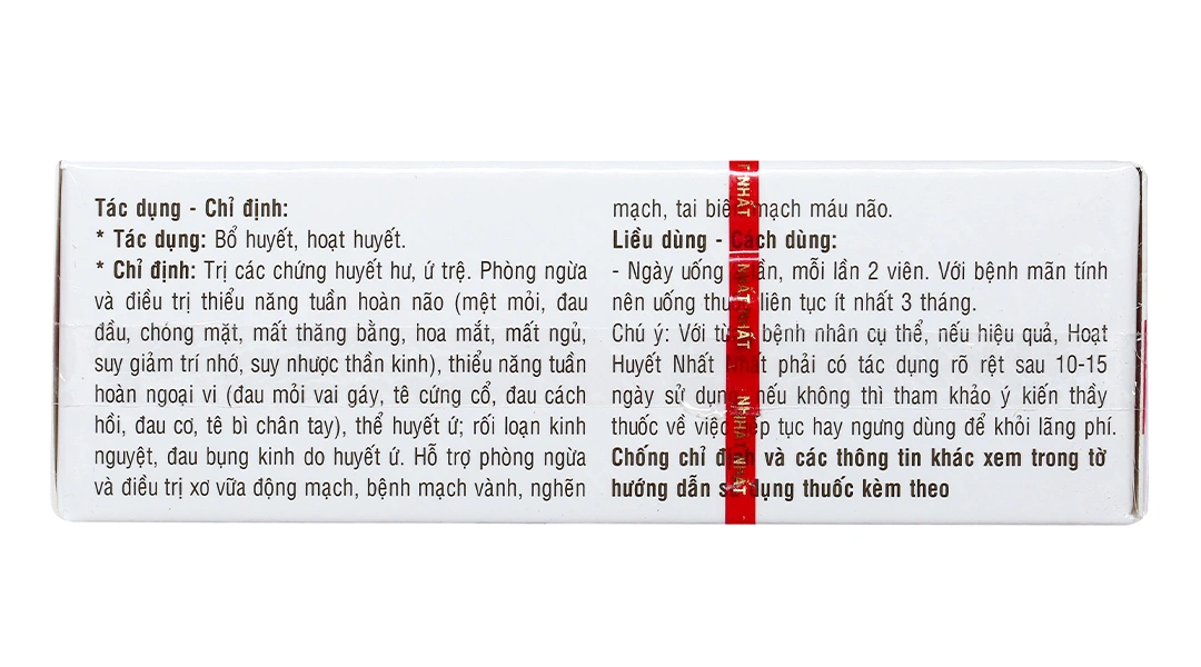 Hoạt Huyết Nhất Nhất phòng và trị thiểu năng tuần hoàn não (3 vỉ x 10 viên) - 2