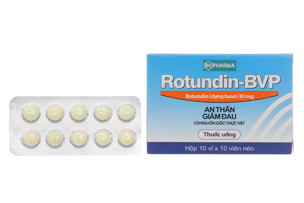 Rotundin-BVP 30mg an thần, giảm lo âu (10 vỉ x 10 viên) - 