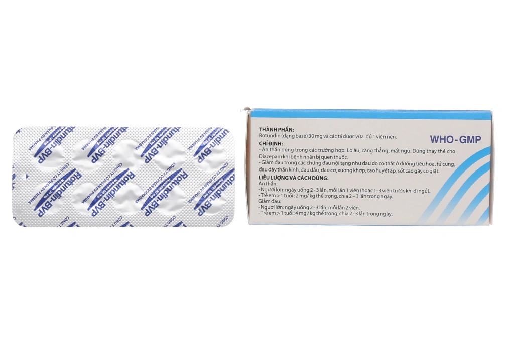 Rotundin-BVP 30mg an thần, giảm lo âu (10 vỉ x 10 viên) - 1