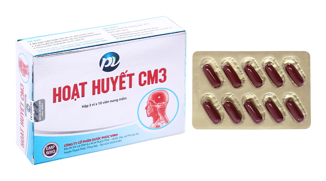 Hoạt Huyết CM3 rối loạn tuần hoàn não do xơ vữa động mạch (3 vỉ x 10 viên) - 