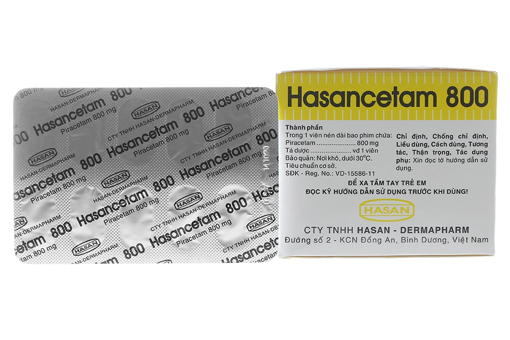 Hasancetam 800 trị rối loạn chức năng não (10 vỉ x 10 viên) - 1