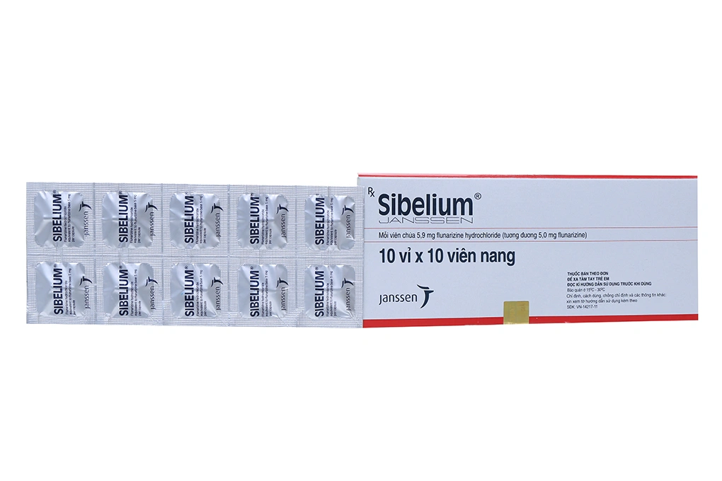 Sibelium 5mg trị đau nửa đầu (10 vỉ x 10 viên) - 