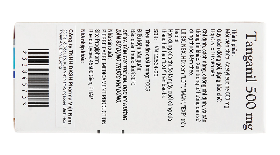 Tanganil 500mg trị chóng mặt (3 vỉ x 10 viên) - 1