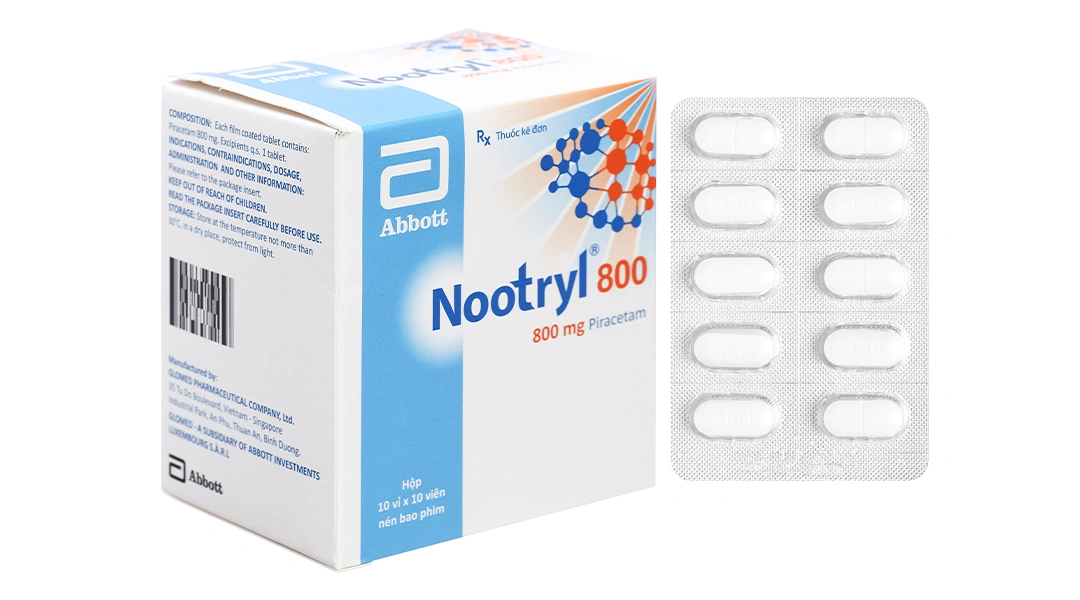 Nootryl 800 trị chóng mặt, giật rung cơ (10 vỉ x 10 viên) - 