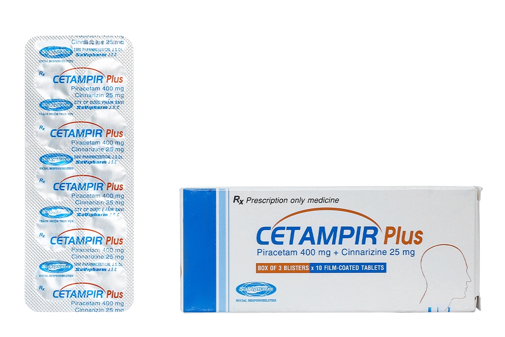 Cetampir Plus trị rối loạn thiểu năng vỏ não (3 vỉ x 10 viên) - 1