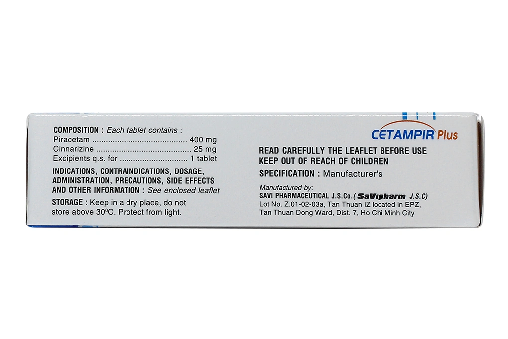 Cetampir Plus trị rối loạn thiểu năng vỏ não (3 vỉ x 10 viên) - 3