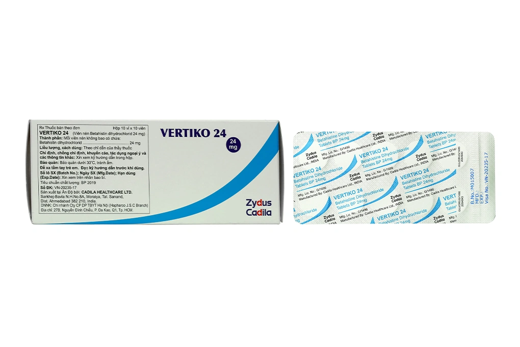 Vertiko 24 trị hội chứng Ménière như chóng mặt, suy giảm thính giác (10 vỉ x 10 viên) - 1