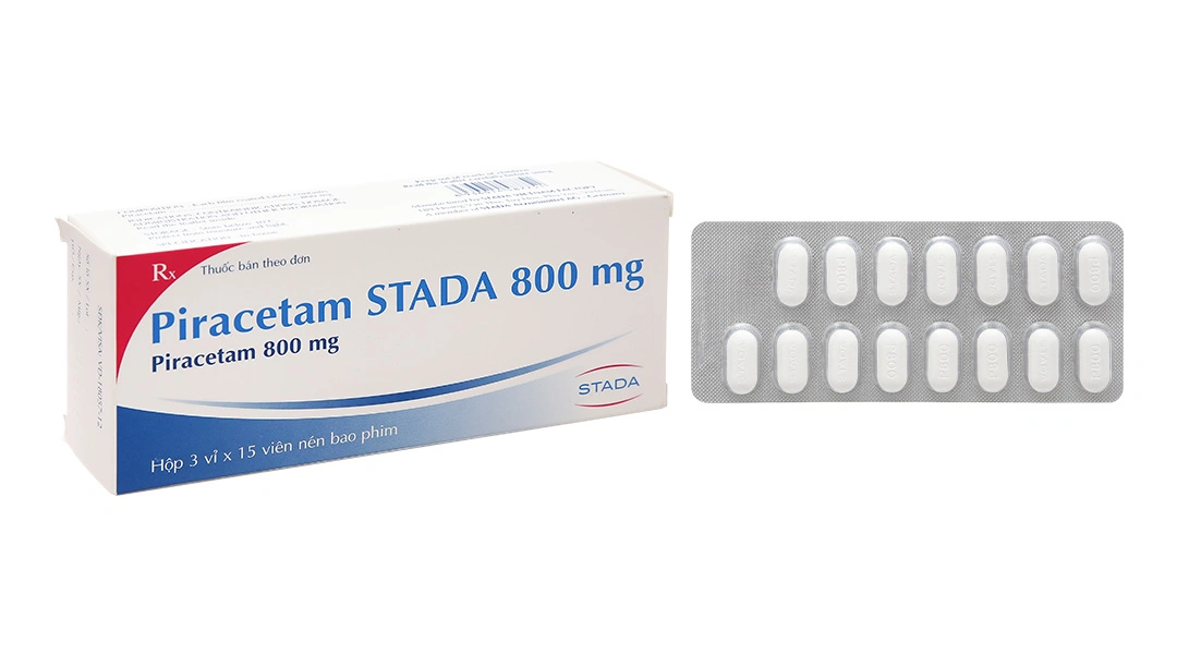 Piracetam Stada 800mg trị chóng mặt, giật rung cơ (3 vỉ x 15 viên) - 