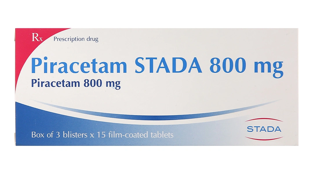Piracetam Stada 800mg trị chóng mặt, giật rung cơ (3 vỉ x 15 viên) - 1