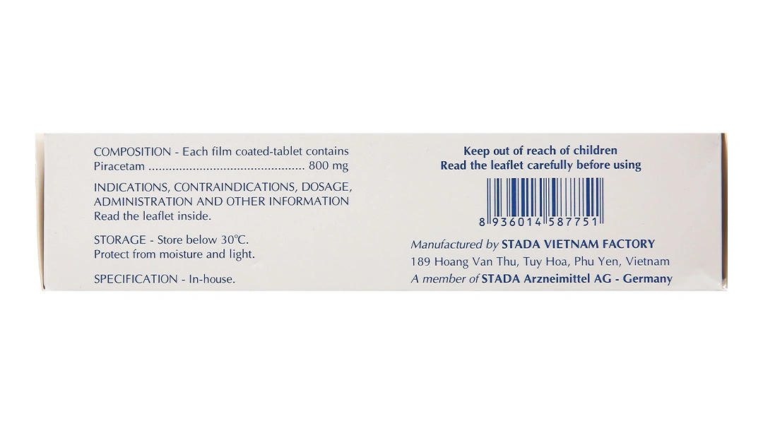 Piracetam Stada 800mg trị chóng mặt, giật rung cơ (3 vỉ x 15 viên) - 3