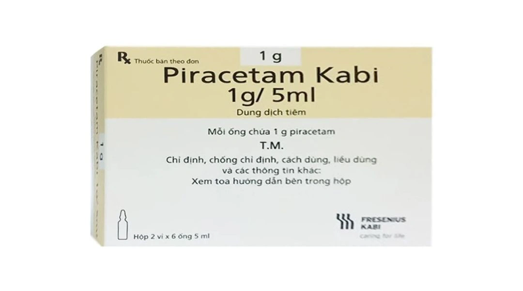 Dung dịch tiêm Piracetam Kabi 1g/5ml trị chóng mặt, suy giảm trí nhớ (12 ống x 5ml) - 