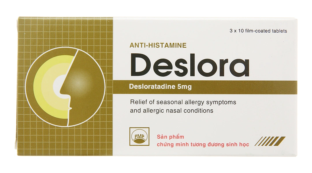 Deslora 5mg trị viêm mũi dị ứng, mề đay (3 vỉ x 10 viên) - 1