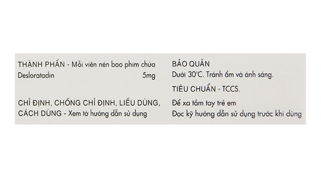 Deslora 5mg trị viêm mũi dị ứng, mề đay (3 vỉ x 10 viên) - 4