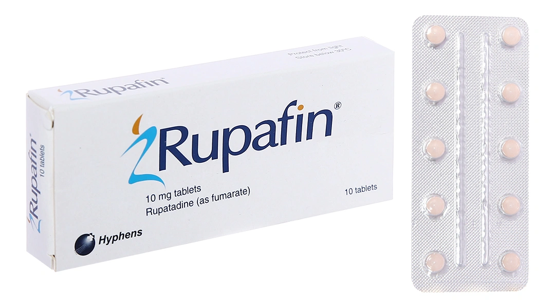 Rupafin 10mg trị viêm mũi dị ứng, mề đay (1 vỉ x 10 viên) - 