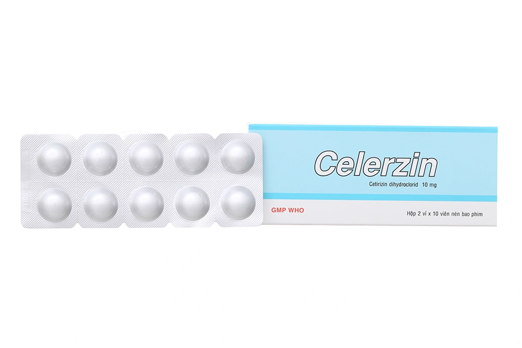 Celerzin 10mg trị viêm mũi dị ứng, mày đay (2 vỉ x 10 viên) - 