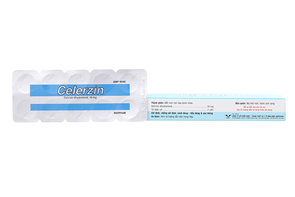 Celerzin 10mg trị viêm mũi dị ứng, mày đay (2 vỉ x 10 viên) - 1