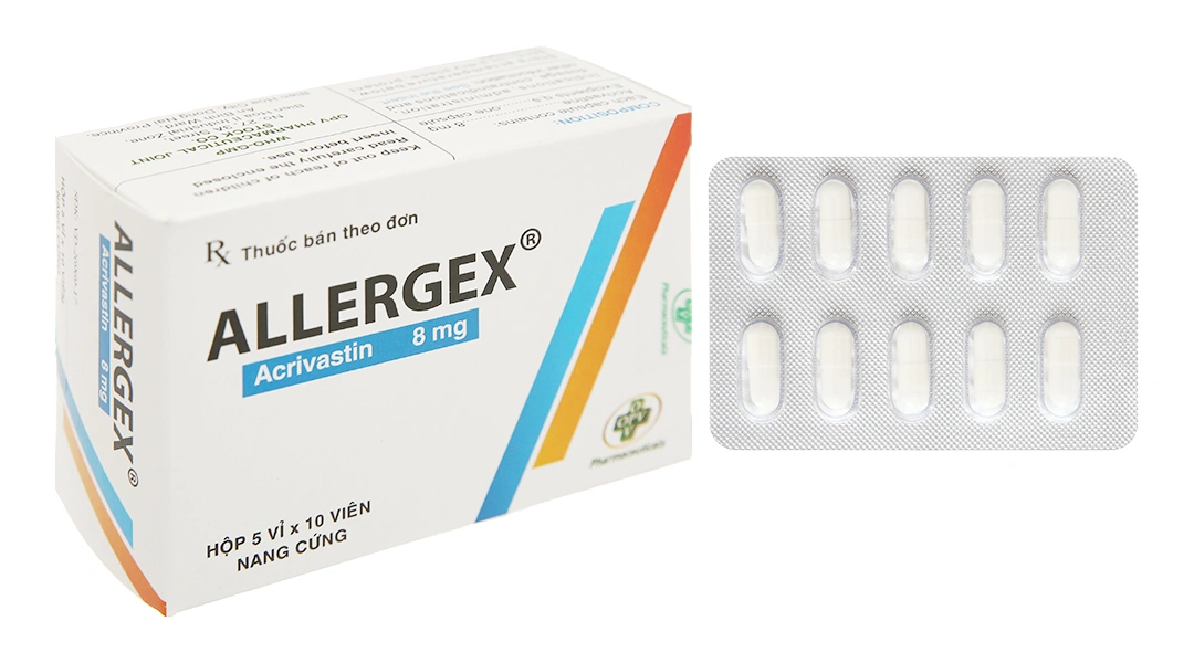Allergex 8mg trị viêm mũi dị ứng, mề đay (5 vỉ x 10 viên) - 