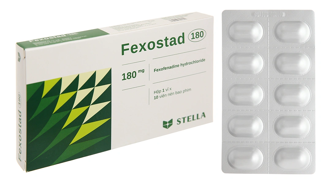 Fexostad 180 giảm triệu chứng của bệnh viêm mũi dị ứng theo mùa (1 vỉ x 10 viên) - 