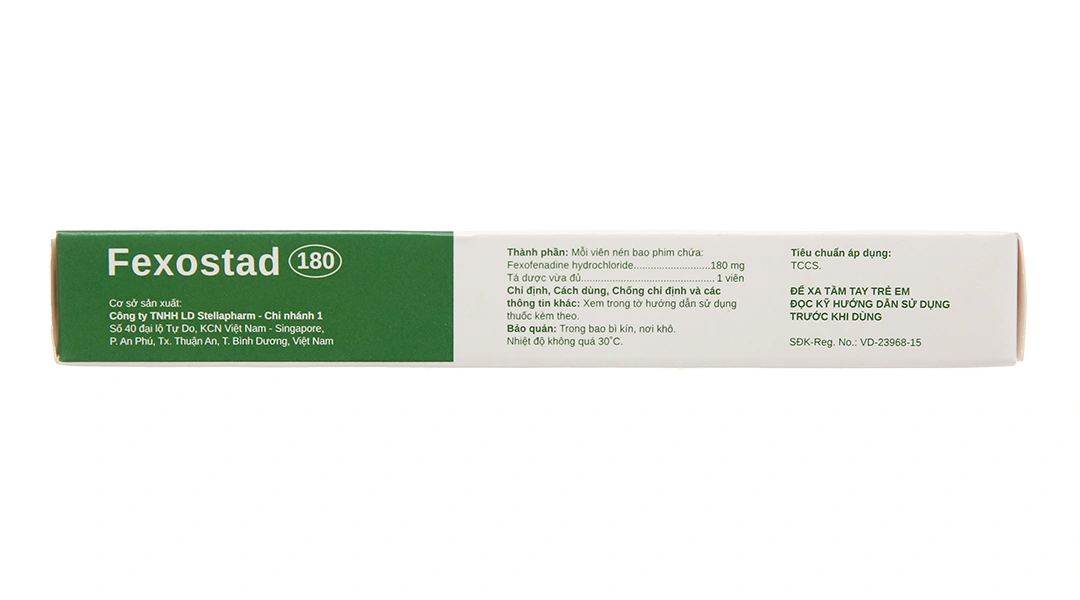 Fexostad 180 giảm triệu chứng của bệnh viêm mũi dị ứng theo mùa (1 vỉ x 10 viên) - 3