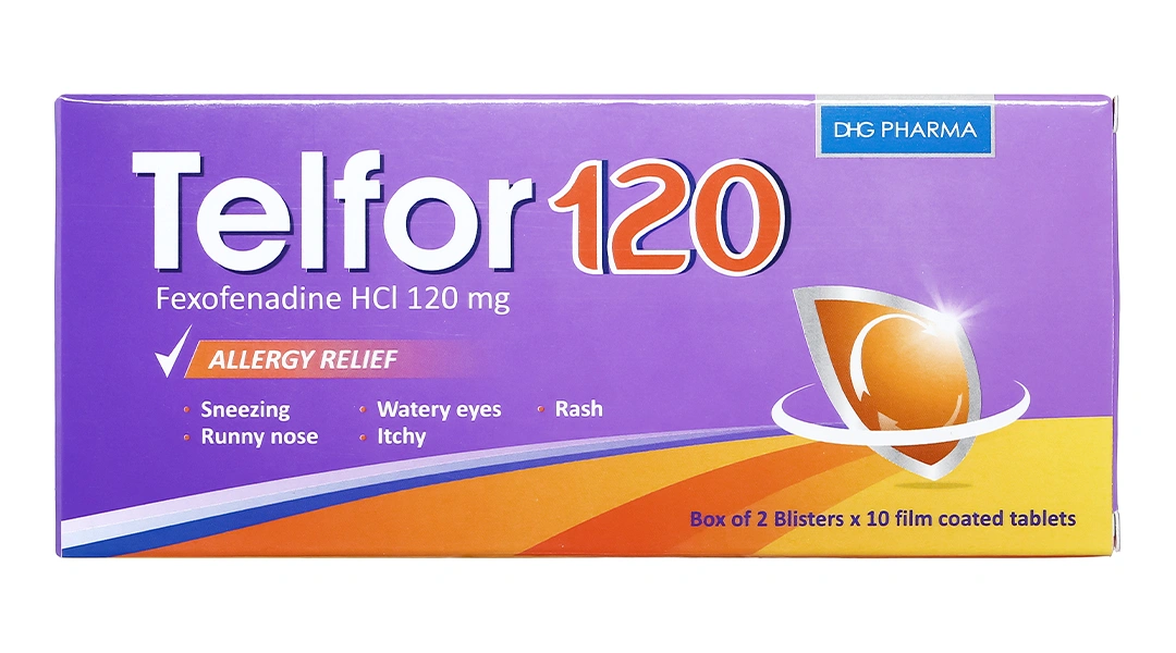 Telfor 120 trị các triệu chứng viêm mũi dị ứng, mày đay (2 vỉ x 10 viên) - 1