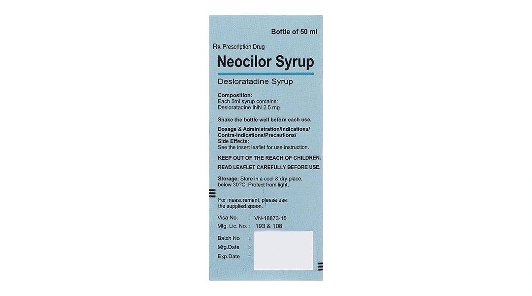 Siro Neocilor trị viêm mũi dị ứng, mày đay chai 50ml - 2