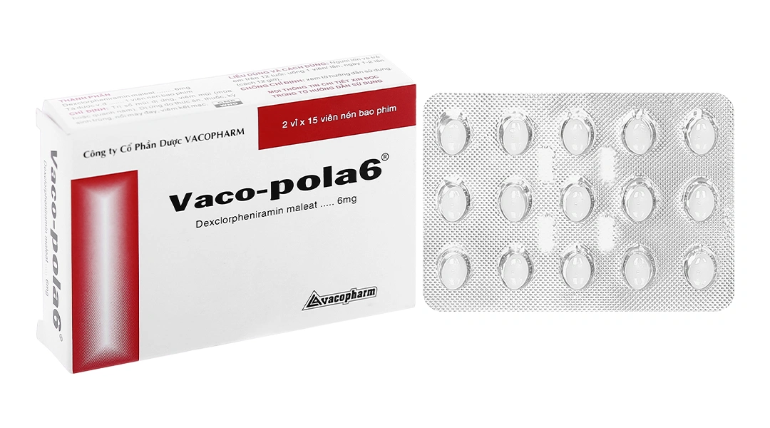 Vaco-pola6 trị viêm mũi dị ứng, mày đay (2 vỉ x 15 viên) - 