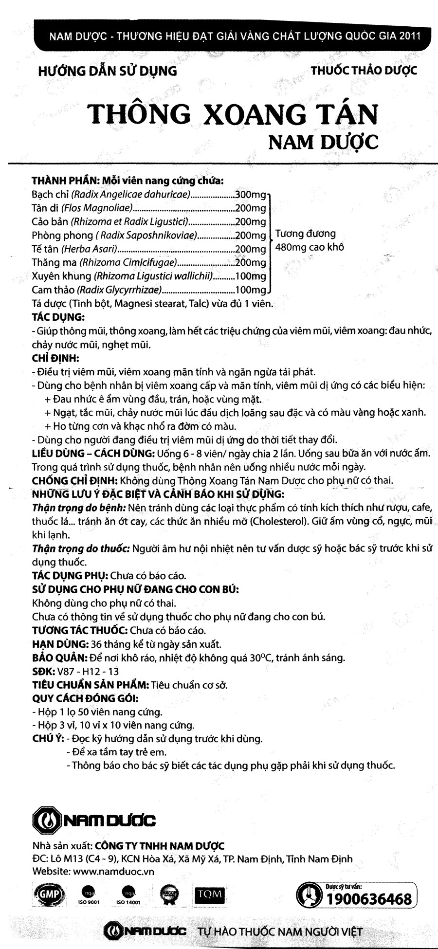 Thông Xoang Tán Nam Dược ngăn ngừa, trị viêm mũi, viêm xoang mạn tính lọ 50 viên - 5